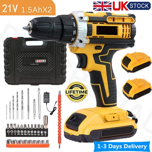 2 Battery 21V Cordless Drill Combi Driver High Power Electric Screwdriver Set UK - Picture 3 of 24
