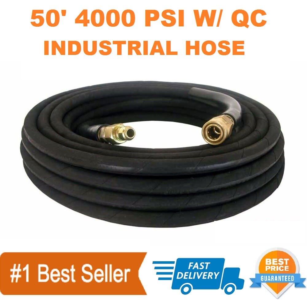 Pressure Washer Parts Hose 3/8" x 50' 4000psi With Quick Con