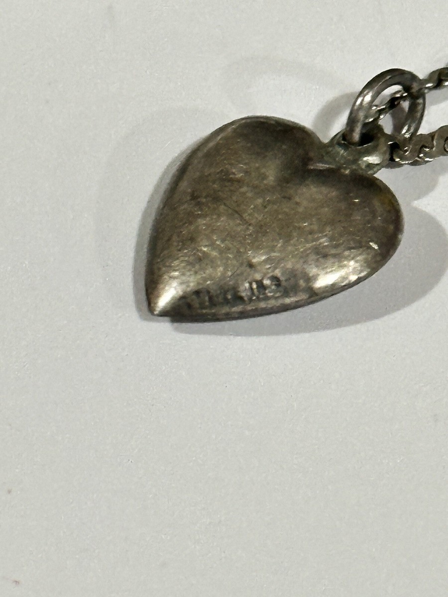 Vintage 40s Sterling Silver Small Puffy Heart Sweetheart Vintage 40s Sterling Silver Small Puffy Heart Sweetheart
