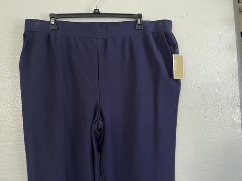 Michael Kors Navy Knit Cuffed Crop Pants PLUS 3X NWT $74 - Picture 2 of 7