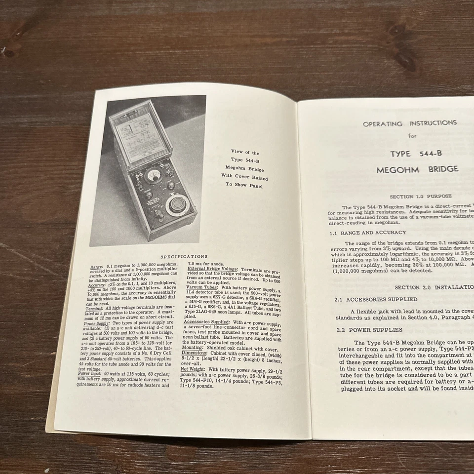 General Radio Type 544-B Megohm Bridge Operating Instructions 458-K  1956 - Image 3 of 3