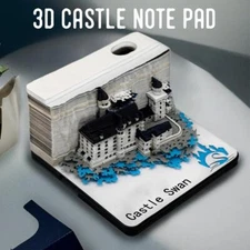 3D Castle Memo Pad , 2025 Desk Calendar Paper Carving Notepad Weekly Notepad V9