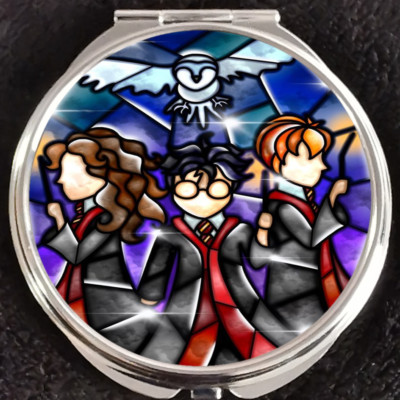 Harry Potter Hermione Granger Ron Weasley Hedwig Owl Magic Makeup Compact Mirror