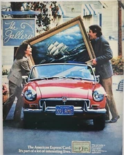 1985 American Express Painting MG Car Vtg Print Ad Poster Man Cave Art Deco 80's