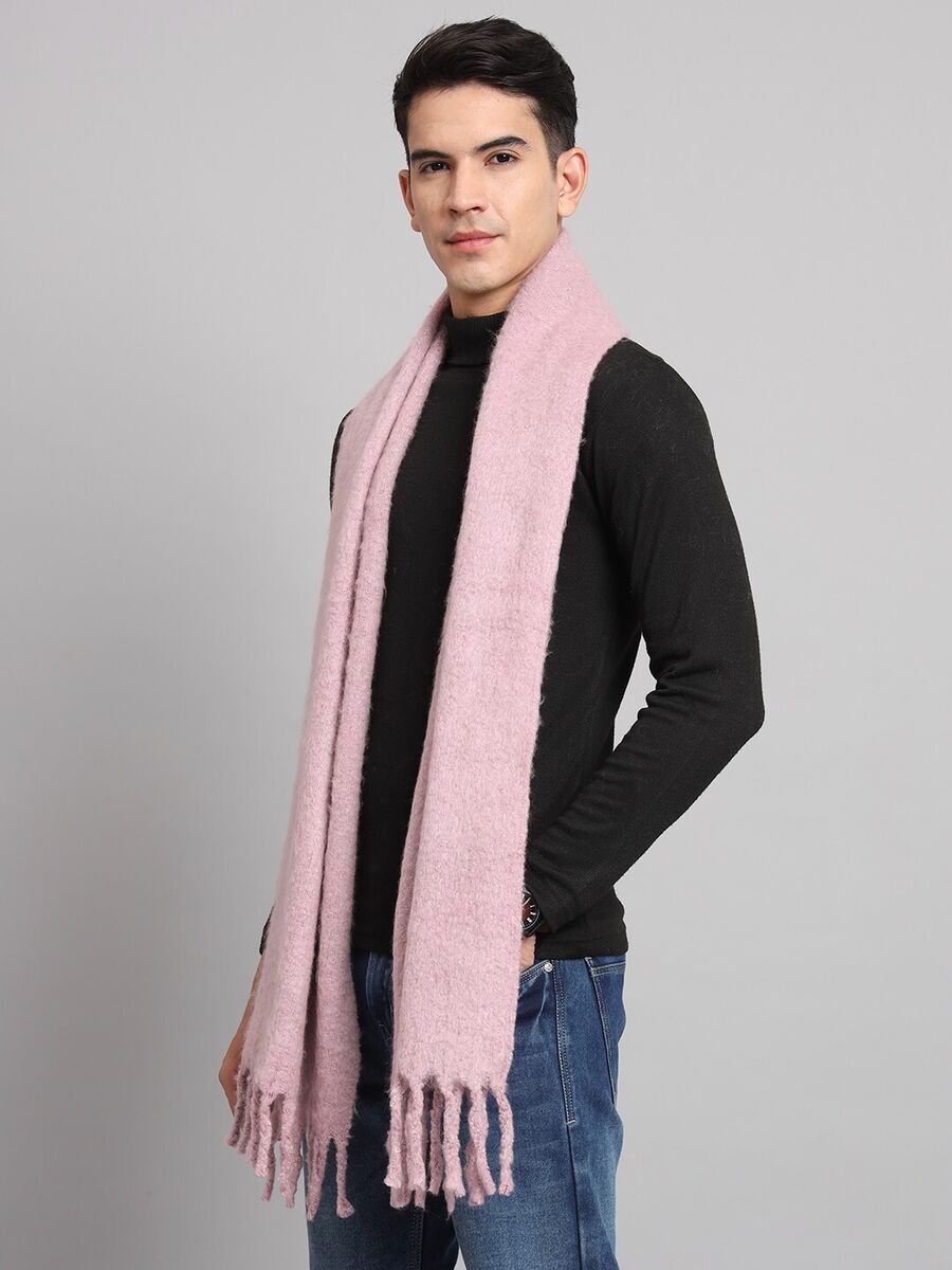 マフラー・ストール FABIELLO Wool touch estoni muffler (milk pink) Luxury Reversible Scarf Men's Pink Acrylic Wool Shawl