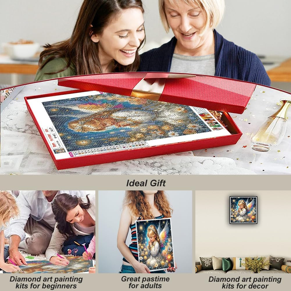 Little Angel Diamond Painting Kits for Adults, Flower Diamond Art for Beginners,