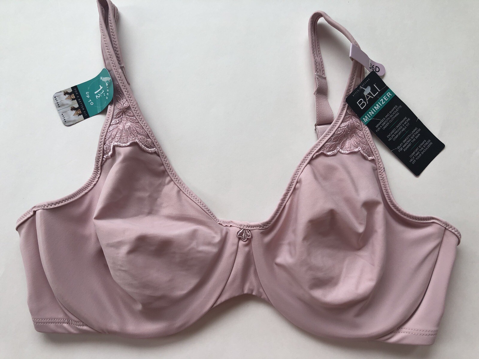 NWT BALI Minimizer Underwire Bra DF 3385 36D Pink eBay