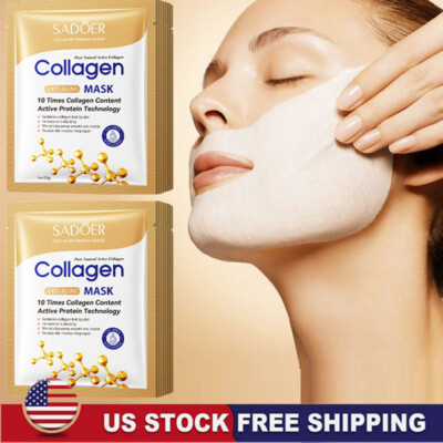 10Pcs Anti-Wrinkle Collagen Face Mask Moisturizing Anti-Aging Repair Brightening