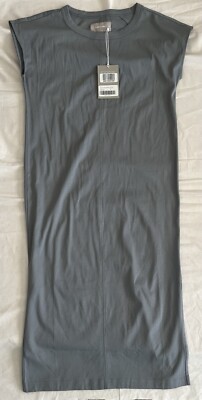 everlane luxe cotton side slit tee dress NWT Everlane The Lux Cotton Side Slit Tee Dress XS Faded Sage Green