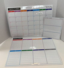 STYLIO Dry Erase Magnetic Calendar Whiteboard 4 Fine Point Markers  Eraser NEW