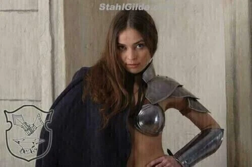 Armadura de acero vikinga para mujer Larp hombro, traje de armadura femenina disfraz elegante Foto 4 de 4