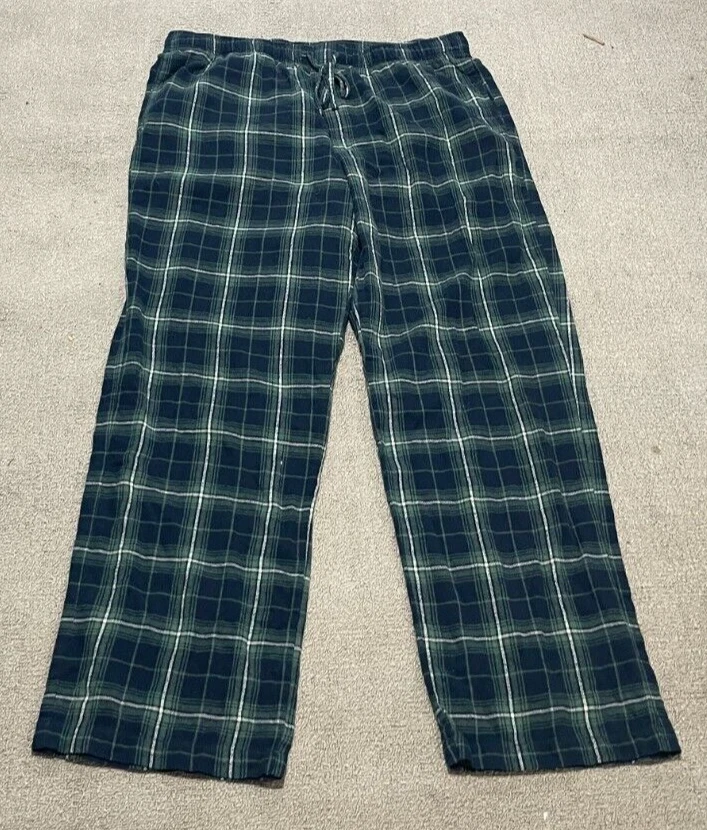 Croft & Barrow Men's Blue and Green Plaid Pajama Pants Size L