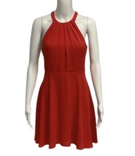 NWT Express women's A-line coral red orange dress halter zip sleeveless size 6