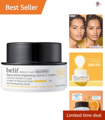 Vitamin C Cream with Hyaluronic Acid - Brightens & Improves Skin - 1.68 oz