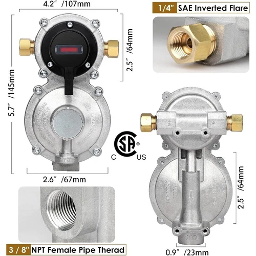 RV Propane Regulator 2 Tank Hoses,2-Stage Auto Changeover LP Propane Gas Regulat - Bild 8 von 10