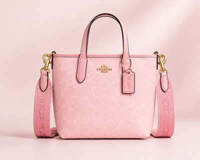 【匿名配送】Her lip to Canvas Mini Tote pink COACH City Mini Tote Bag Signature Canvas CW032 Powder Pink Best