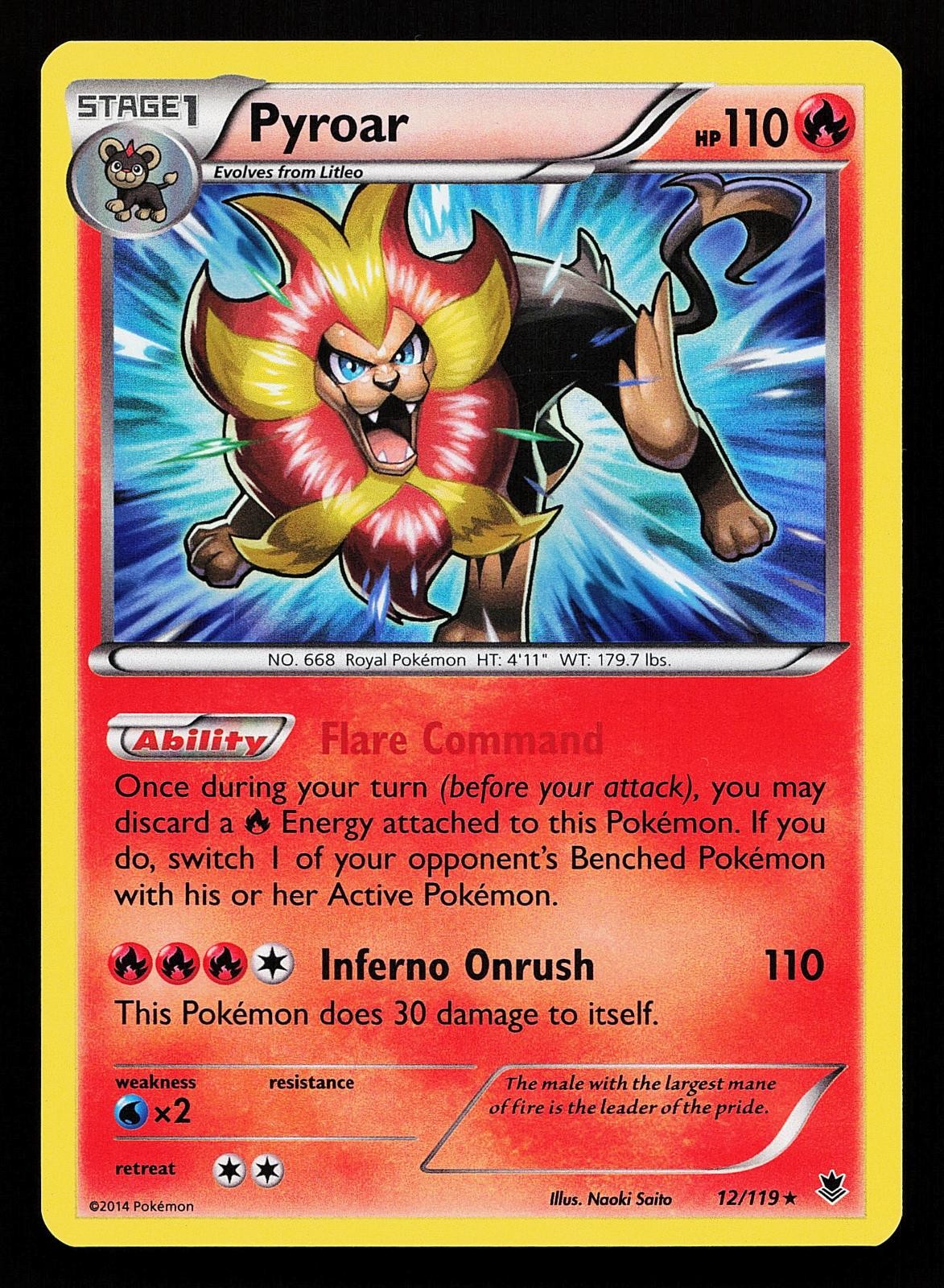 Pyroar 12/119 Reverse Holo Rare Phantom Forces Pokemon Card