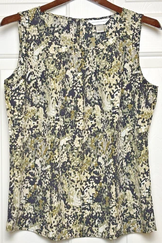 Christopher & Banks Sleeveless Geometric Top Black, Gray & Tan Women's M - NWOT