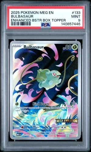 2025 POKEMON MEG EN-MEGA EVOLUTION ENHANCED BOOSTER BOX TOPPER BULBASAUR PSA 9