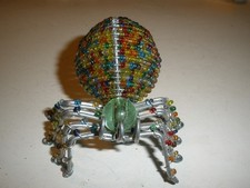 Handmade Beaded, Wire, Marble, Metal Spider 3"x3" SU89 