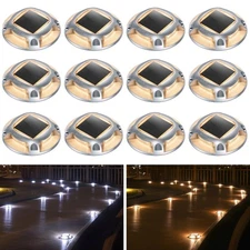 AGPTEK Solar Driveway Lights Outdoor 12 Pack, 2 Color Modes LED Deck Dock Mar...