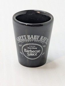 Sweet Baby Ray's Shot Glass Black Ceramic RARE BBQ Barbecue Sauce