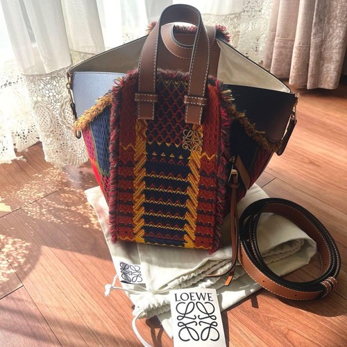 Limited Loewe Hammock Bag Check Fringe Shoulder 101310