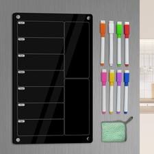 YNGRUE Acrylic Meal Planner Magnetic Menu Board for 12 x 8 inch, Black