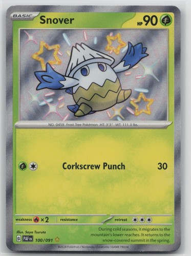 Pokemon Card Snover Shiny Rare SV: Paldean Fates 100/091
