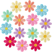 14 Pcs Flower Iron on Patches, Cute Daisy Flower Applique Patch