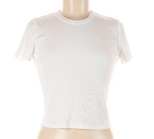 Cream Ribbed Short Sleeve Top