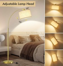 Arc dimmable Floor Lamp Free Standing with Adjustable Head 3 Colour Gold 180cm