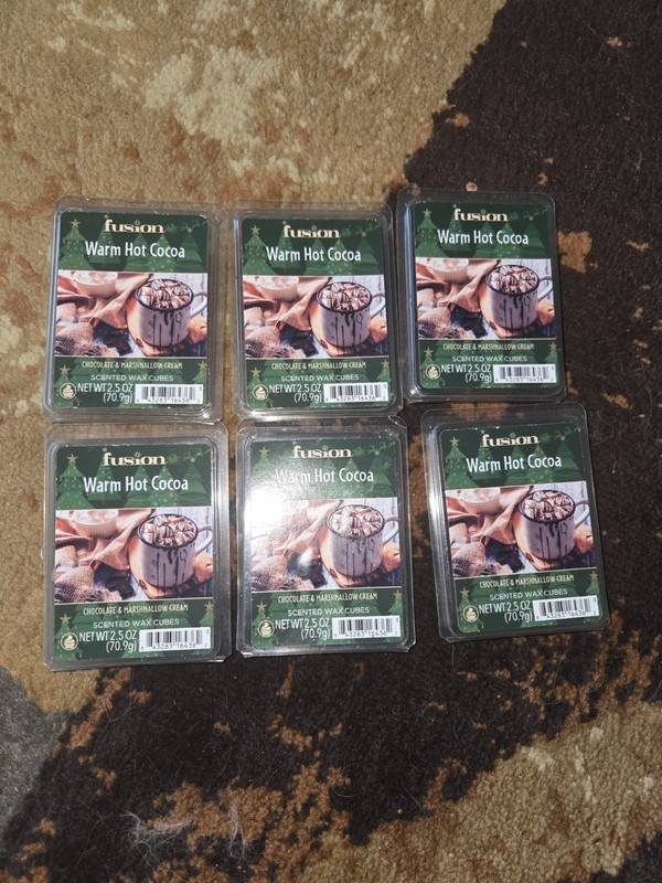 Lot Of 6 Fusion Warm Hot Cocoa Scented Wax Cubes Bundle New