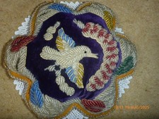 Stunning Large Antique Beaded Pin Cushion/Pillow  Iroquoise Native American Bird