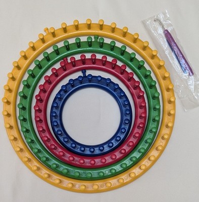 Great KNIFTY KNITTER 4 Round Peg Loom Spool Set Craft - As Pictured No Packaging