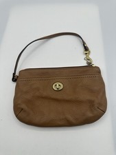Coach Legacy Khaki Brown Leather Wristlet Clutch Purse