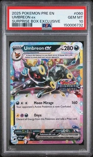 2025 Pokemon Umbreon Ex Surprise Box 060/131 Prismatic Evolutions Stamp - PSA 10