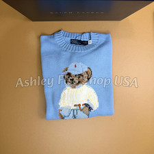 POLO RALPH LAUREN Polo Bear Knit Sweater Blue Women Size S NWT Cotton