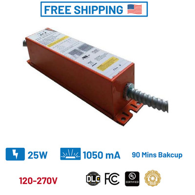 25W Emergency LED Driver 1050mA 120-277V AC 150-220V DC Back battery