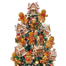 16 Pcs Christmas Gingerbread Tree Decoration Picks Xmas Gingerbread Man House...