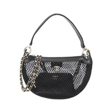 Chanel Ap4573 Mesh Lamb Chain Clutch Women Black One Size