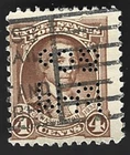 Scott# 709 4c WASHINGTON BICENTENNIAL with perfins & a slogan cancel (A-5)