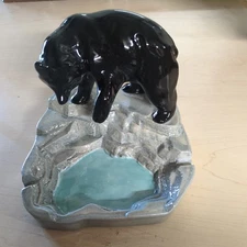 Kodiak Brown Bear Ceramic Ashtray / Catch All Tray. Hand Painted 6x6x5
