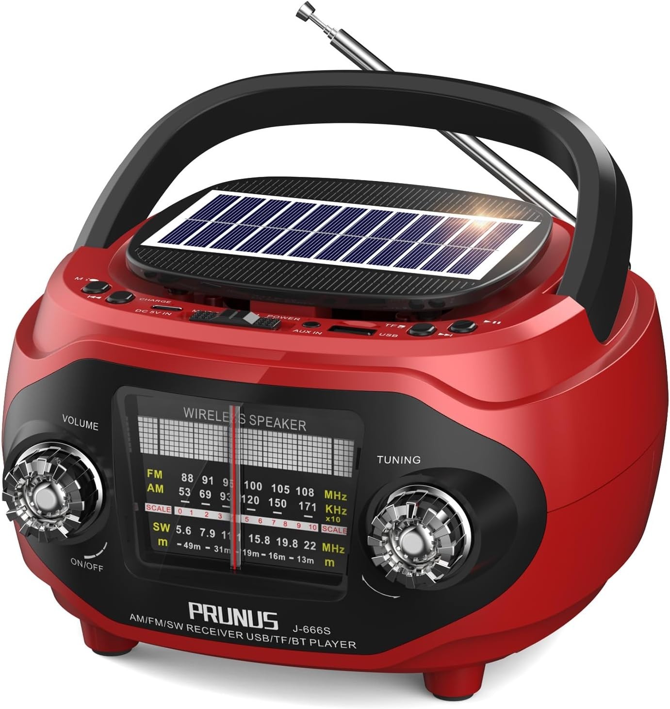 Radio rétro rechargeable PRUNUS J-666 pour le jardin, la cuisine et le camping