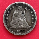 1860 Seated Liberty Quarter XF + / AU