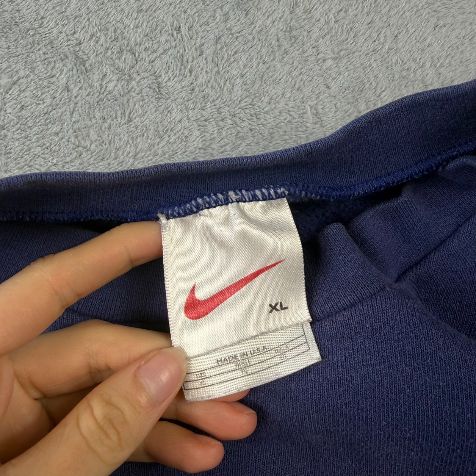 Vintage Nike 1990s Navy Blue Mini Swoosh Heavyweight Size XL Pullover Sweatshirt image 5