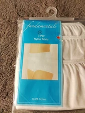 3 pair-sz 8 Sears Roebuck And Co. "Fundamentals" 100% Nylon Brief Panties  White
