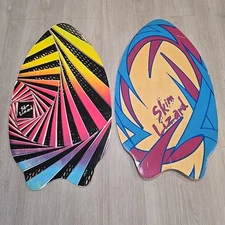 Vintage Skim Lizard Wood Surf Boogie Board - Lot Of 2 
