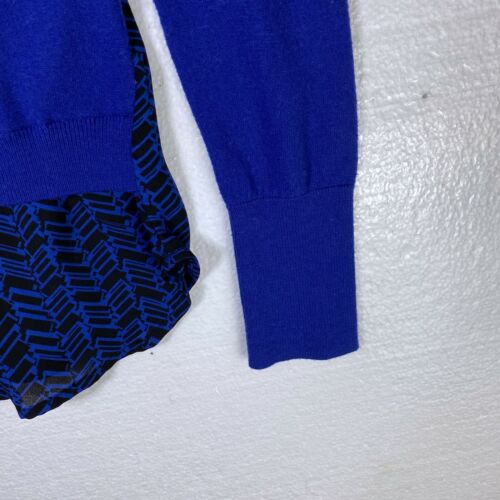 Halogen Women's Size Small Blue Button Back Layered Look Sweater Cashmere Blend - Picture 8 of 10