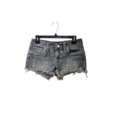 Vigoss Distressed Bleach Splatter Jean Shorts Size 5 Low Rise y2k Grunge